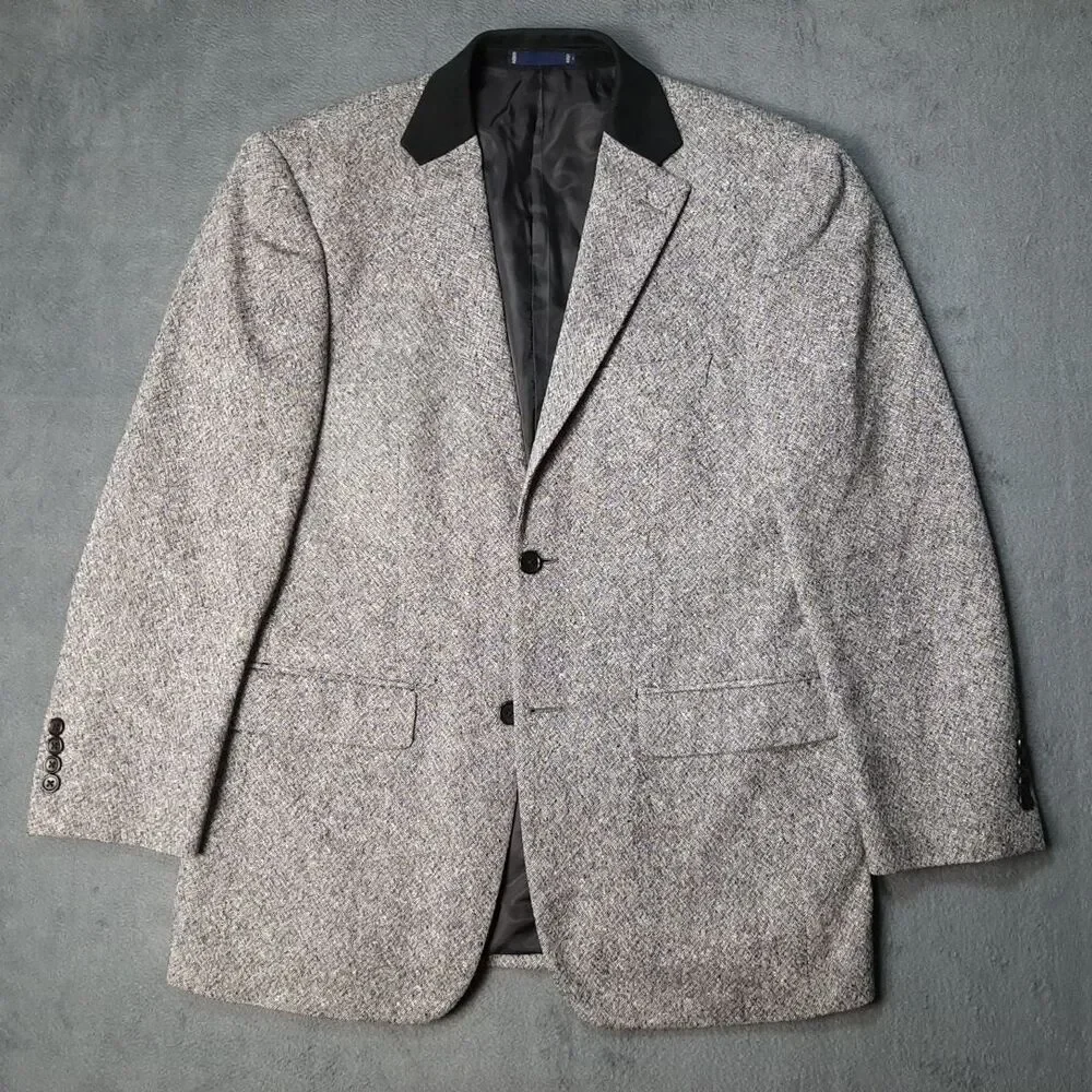 Paul Fredrick Sport Coat Mens 40R Gray Italy Salt and Pepper Blazer Suit Jacket